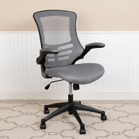 Flash Furniture BL-X-5M-DKGY-GG Mid-Back Dark Gray Mesh Swivel Ergonomic Task Office Chair with Flip-Up Arms